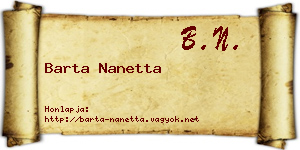 Barta Nanetta névjegykártya